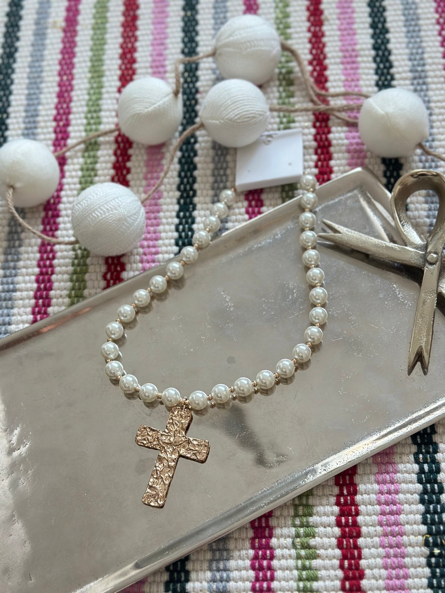 The Haven Pearl Cross Necklace RESTOCK