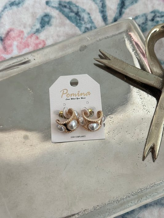 Pearl + Gold Obsessed Hoops