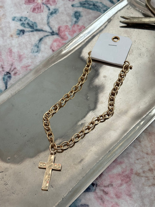 Gold Cross Statement Necklace