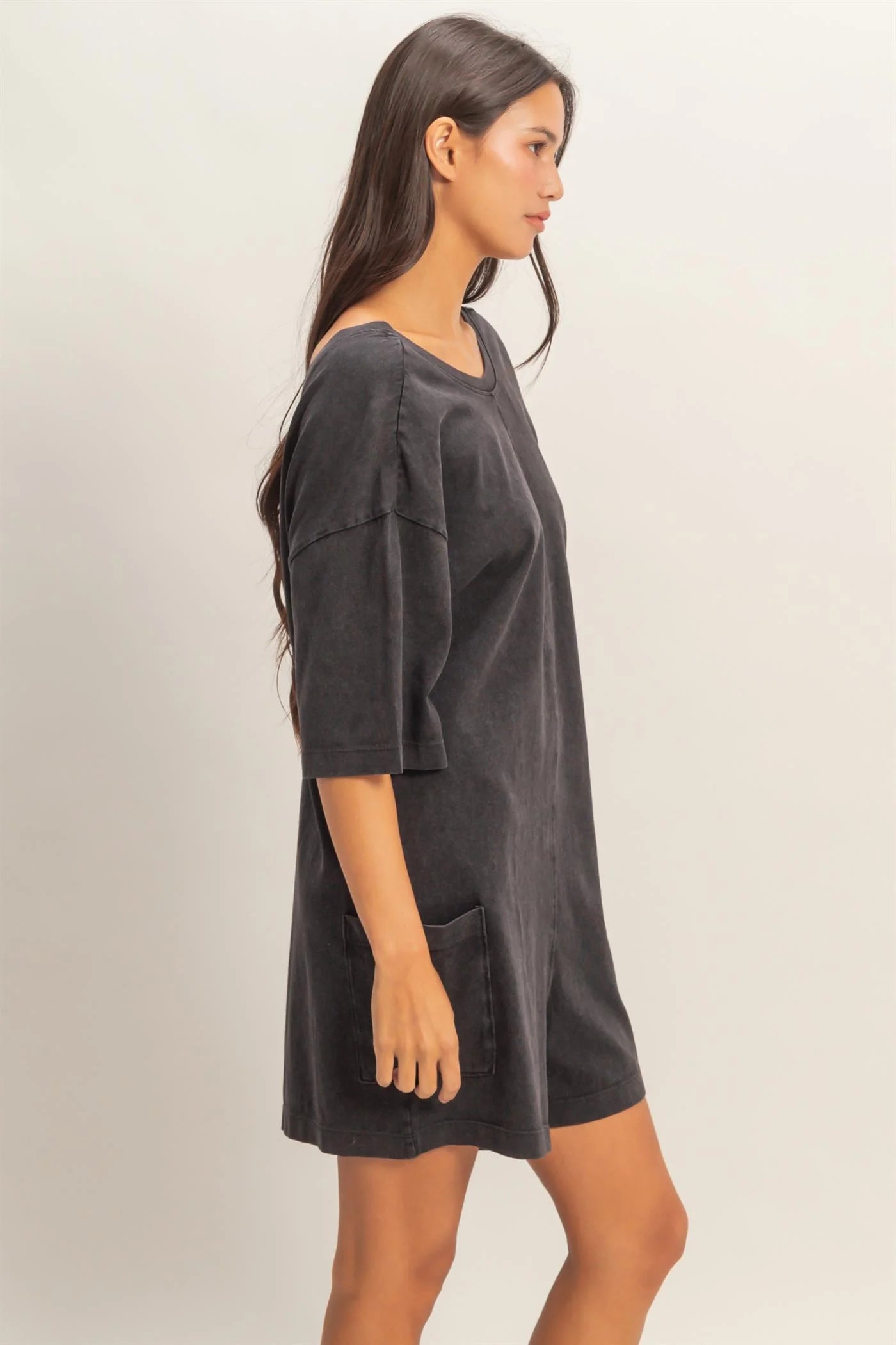 Comfortable & Worn On Repeat Cotton Black Tshirt Romper