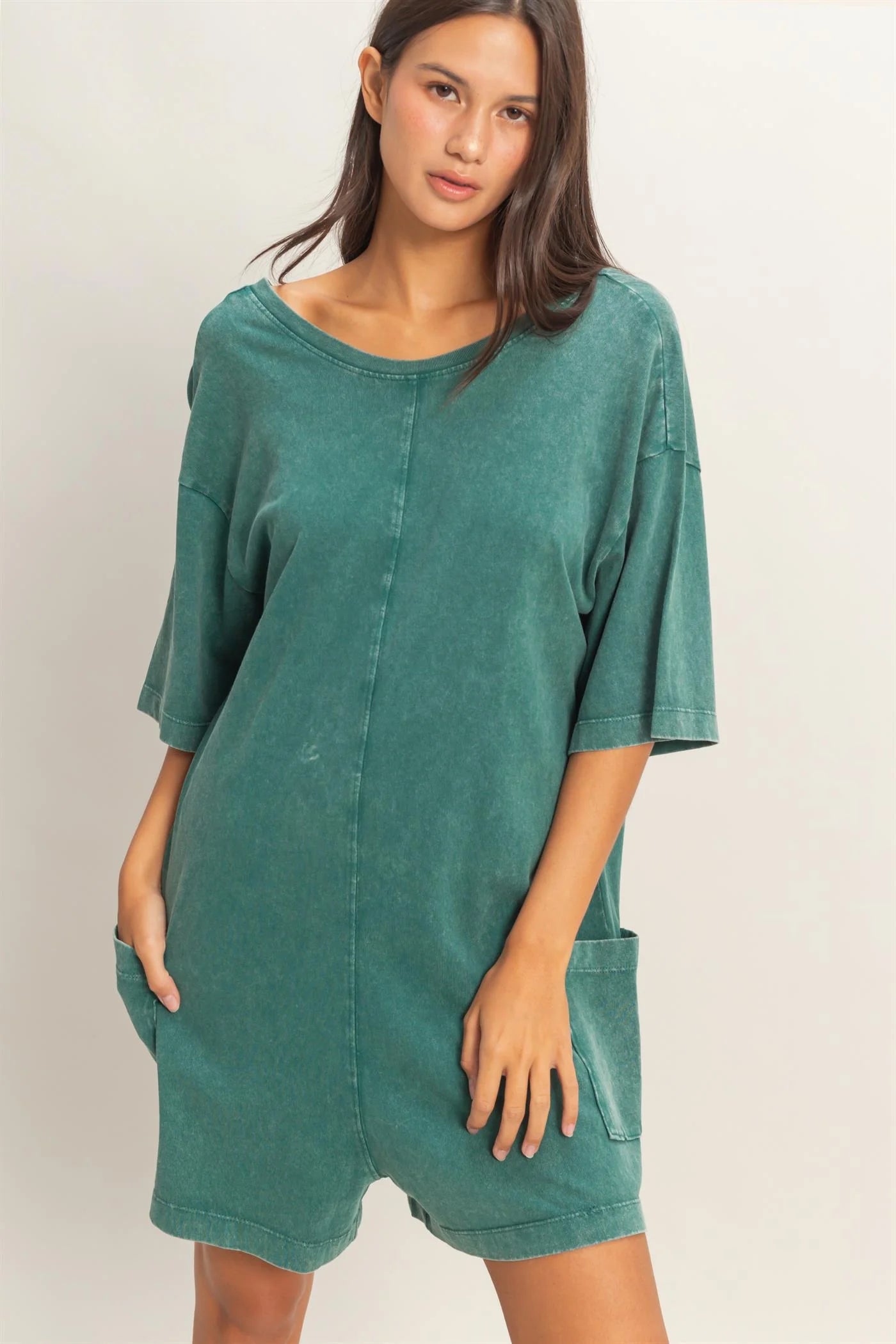 Dreamiest Cotton Dark Teal Tshirt Romper