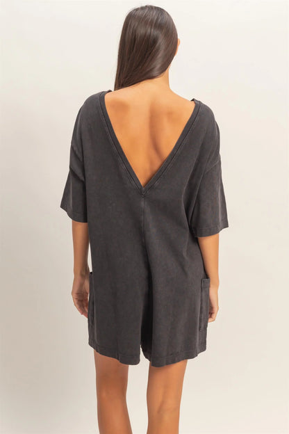 Comfortable & Worn On Repeat Cotton Black Tshirt Romper