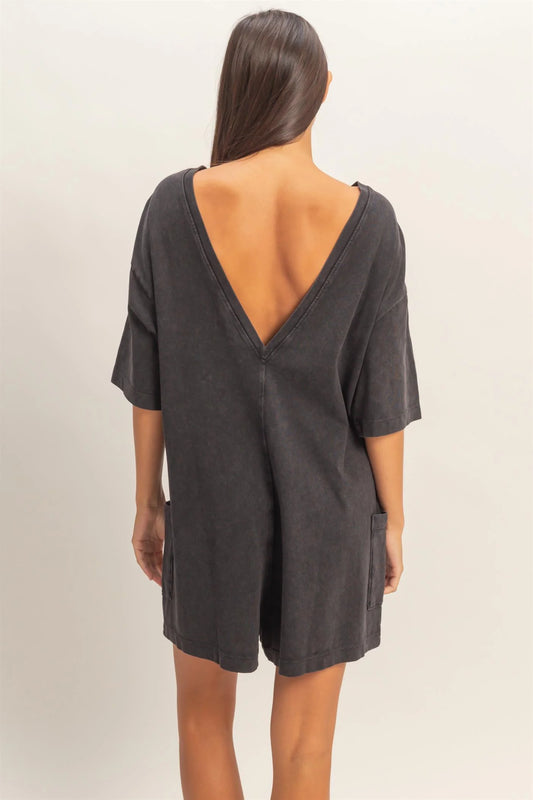 Comfortable & Worn On Repeat Cotton Black Tshirt Romper