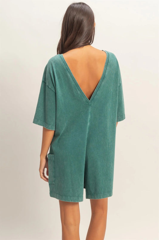 Dreamiest Cotton Dark Teal Tshirt Romper